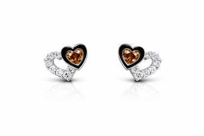 14K White Gold Double Heart Earrings