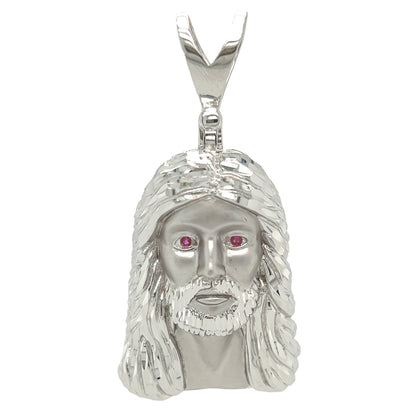 925 Sterling Silver Jesus Head with Tourmaline CZ eyes Charm Pendant