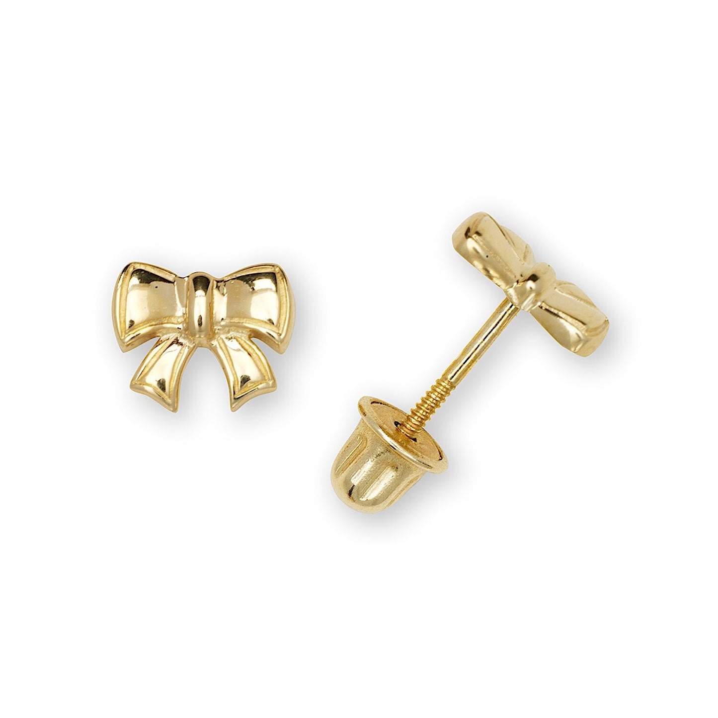 14K Yellow & White Gold Unique small Bow Post Earrings for Women