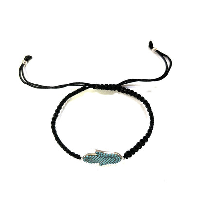 925 Sterling Silver  Hamsa Bracelet 6" Adjustable to 11"