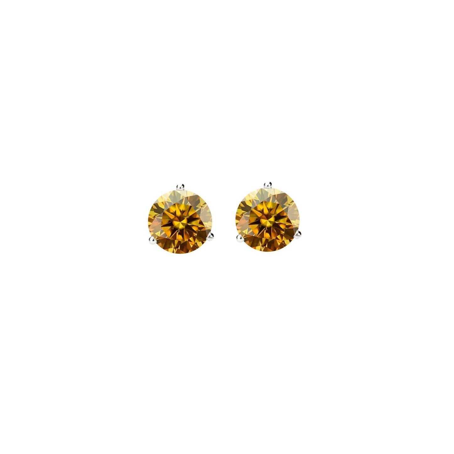 14K Gold GRA CertifiedD-VVS1 Champagne Moissanite ScrewBack Stud Earrings