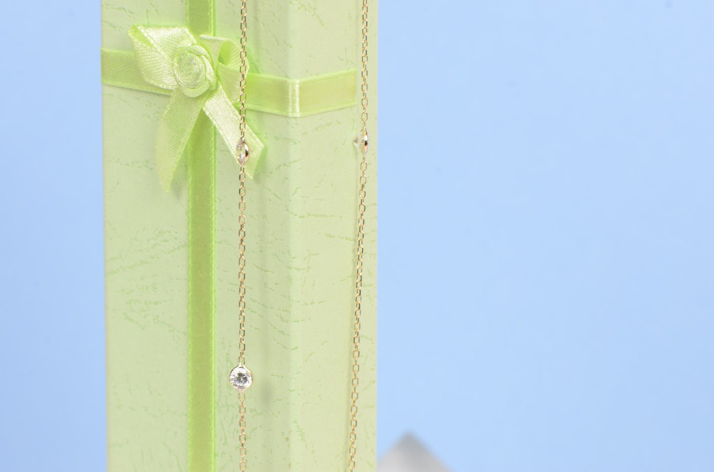 14k Yellow Gold Cubic Zirconia CZ by the yard 18" Necklace