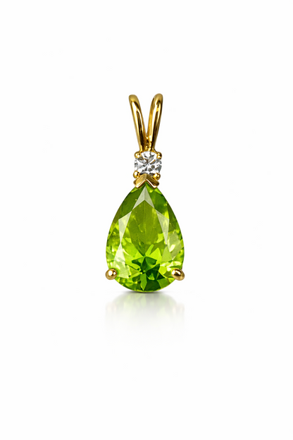 14k Yellow Gold Pear CZ Birthstone Pendant