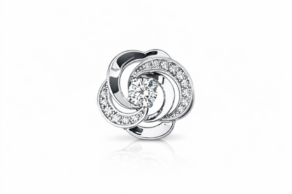 14k Yellow and White  Gold CZ Flower Pendant