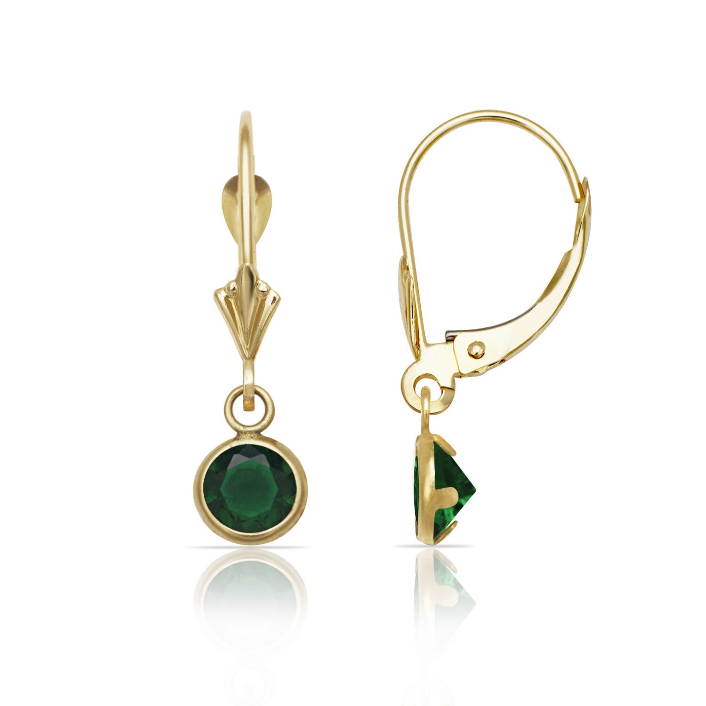 14k Yellow Gold CZ Leverback Earrings
