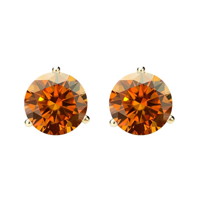 14K Gold GRA CertifiedD-VVS1 Orange Moissanite ScrewBack Stud Earrings