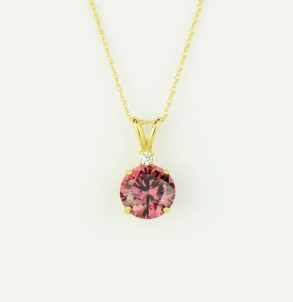 14k Yellow Gold Round CZ Birthstone Pendant