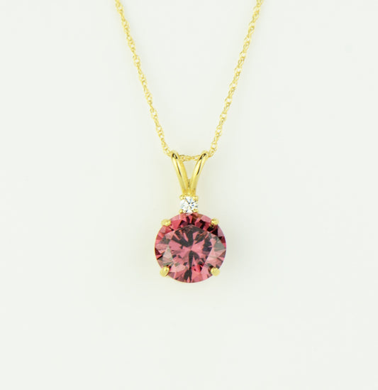 14k Yellow Gold Round CZ Birthstone Pendant