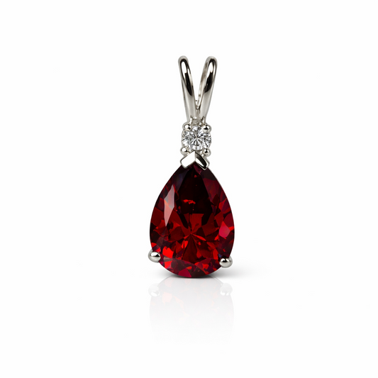 14k White Gold Pear CZ Birthstone Pendant