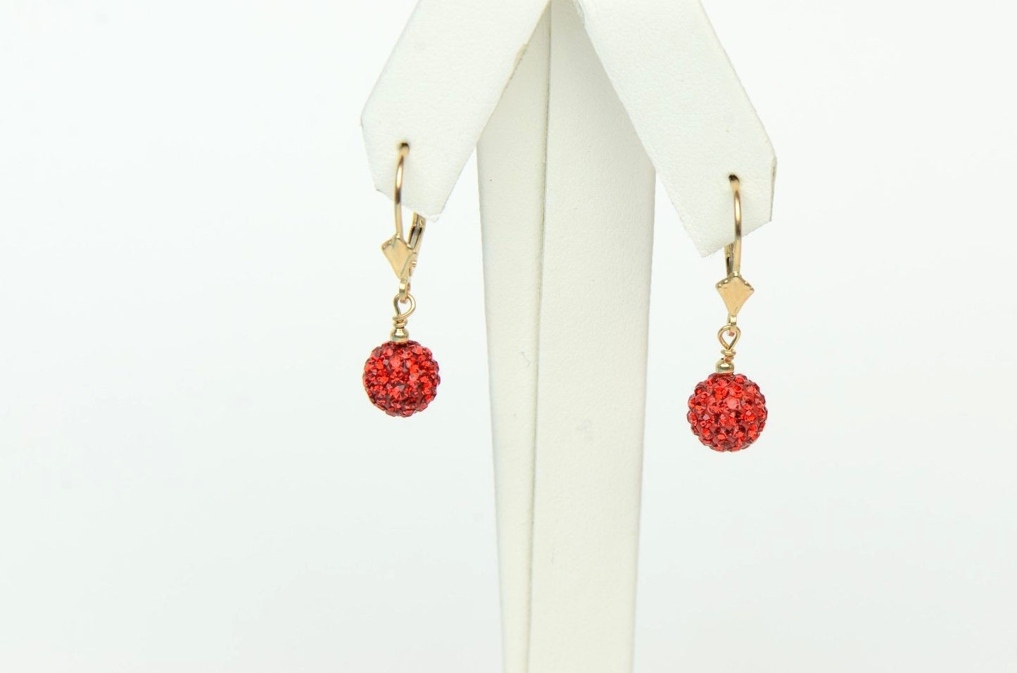 14K Yellow Gold Leverback Dangle Earrings with Genuine Czech Crystals
