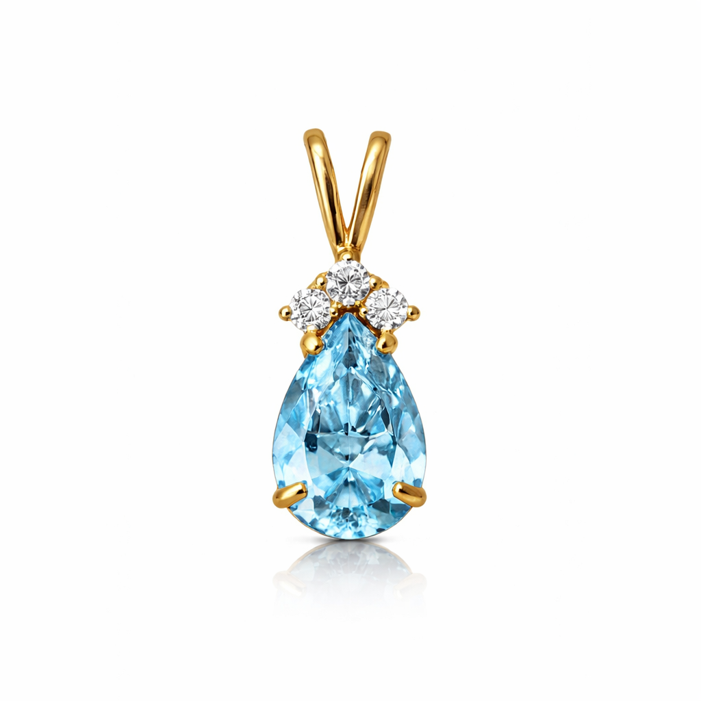 14k Yellow Gold Pear CZ Birthstone Pendant