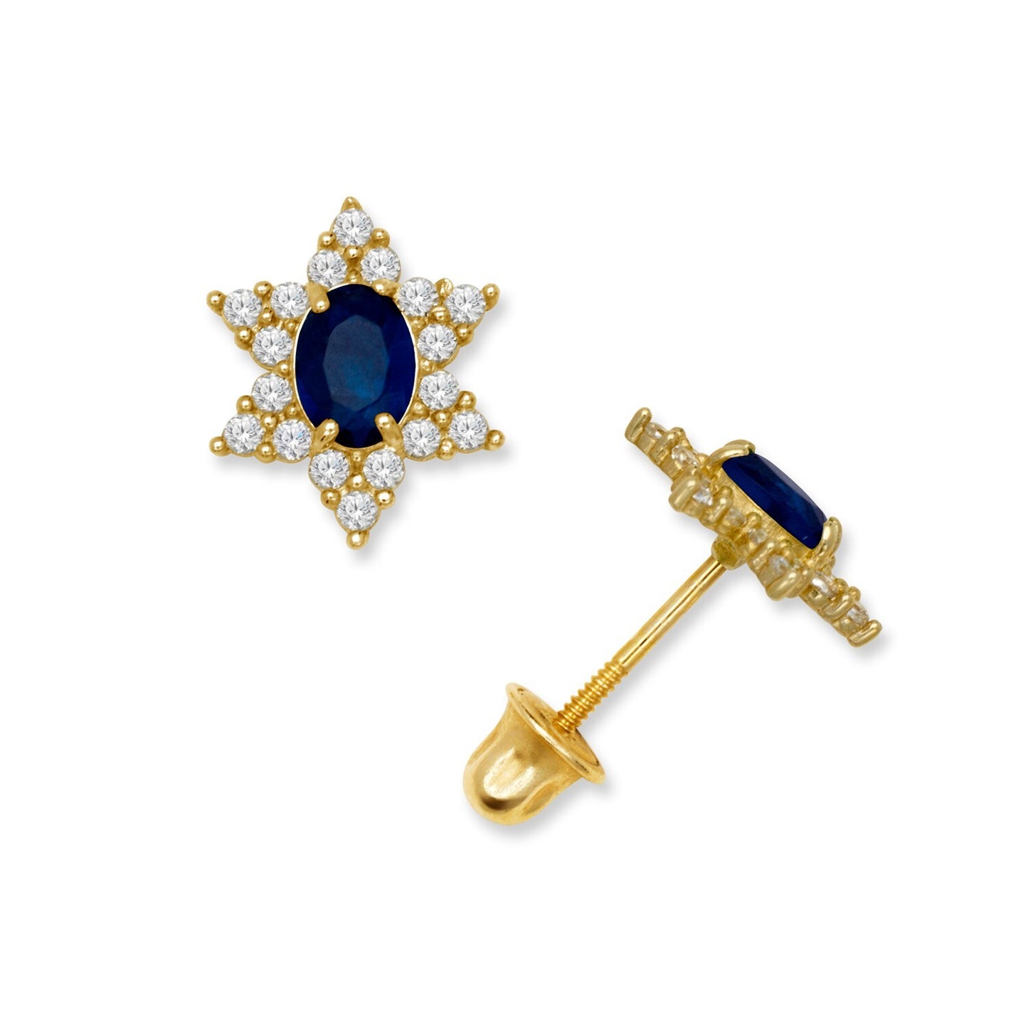 14K Yellow & White Gold Beautiful Star Shaped Stud Earrings for Girls