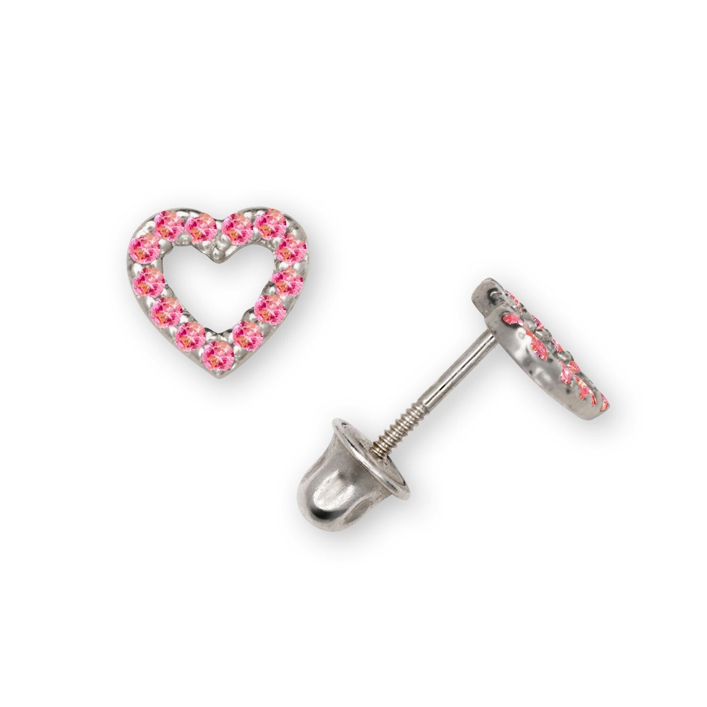 14K Yellow & White Gold Beautiful Small CZ Heart Shaped Stud Earrings for Women