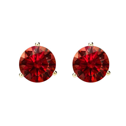 14K Gold GRA CertifiedD-VVS1 Garnet Moissanite ScrewBack Stud Earrings