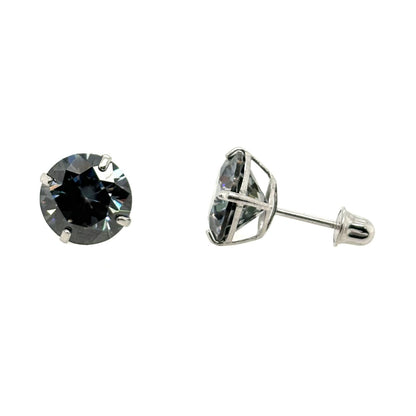 14K Gold GRA Certified D-VVS1 Round Grey Moissanite Screw Back Studs Earrings