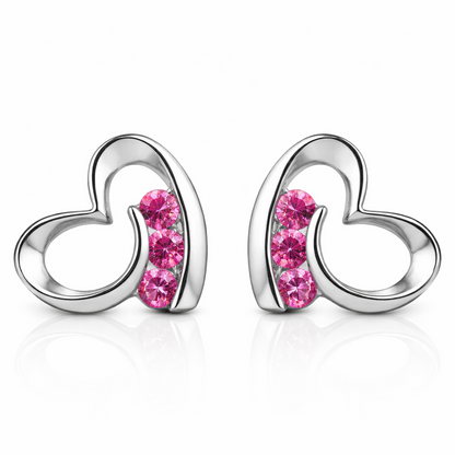 14k Solid Yellow White Gold Heart Shape CZ Stud Earrings