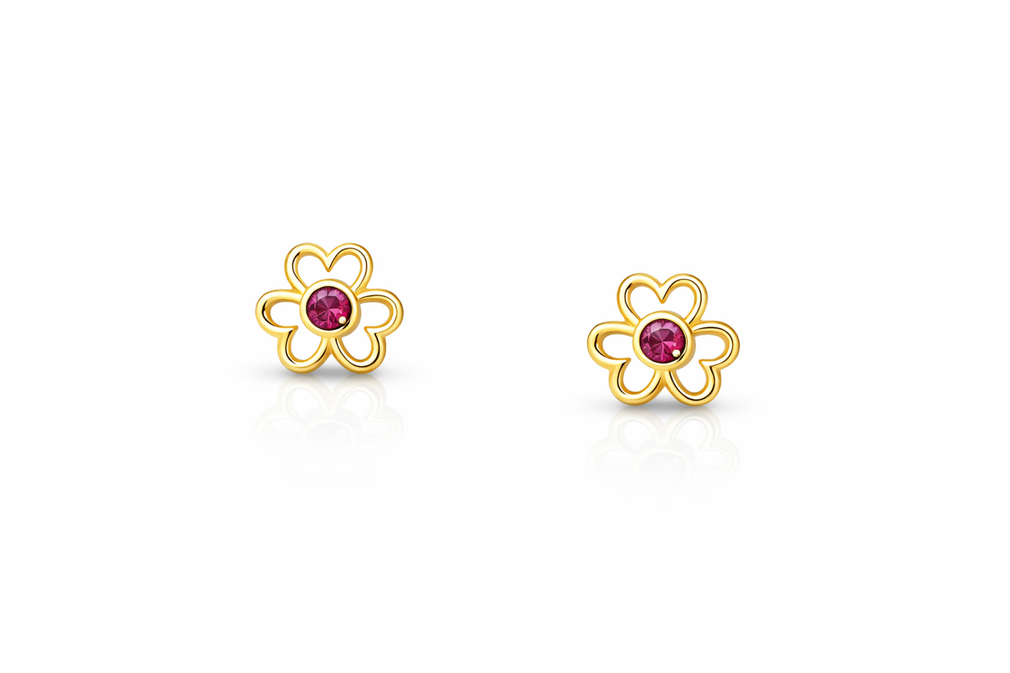 14k Yellow/White Flower Studs Earrings Screwback
