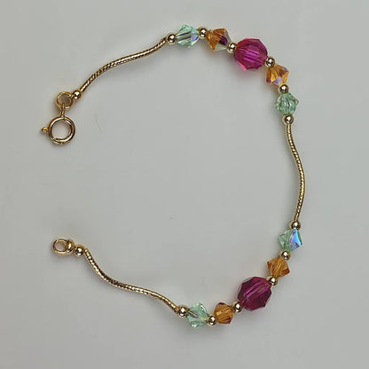 14K Yellow Gold Elegant Crystals Bracelet Kids Baby Girls & Boy
