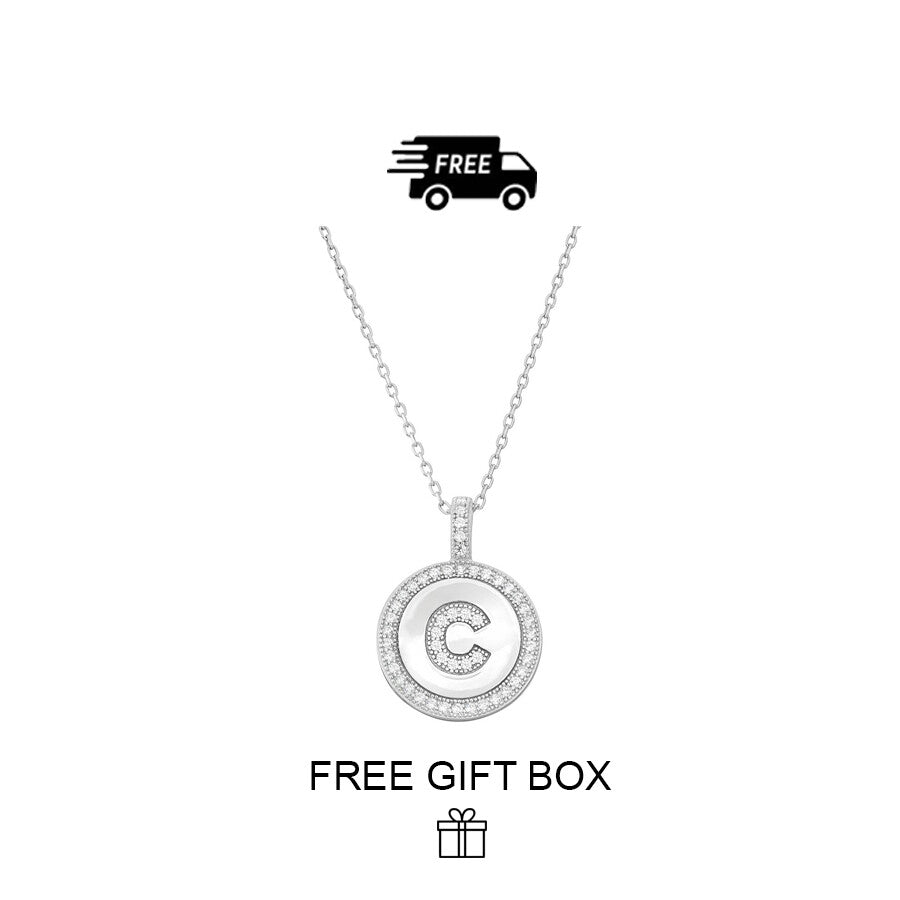 925 Sterling Silver Initial Letter Pendant With Cubic Zirconia