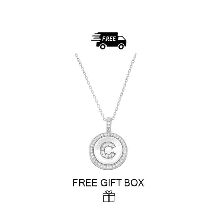 925 Sterling Silver Initial Letter Pendant With Cubic Zirconia