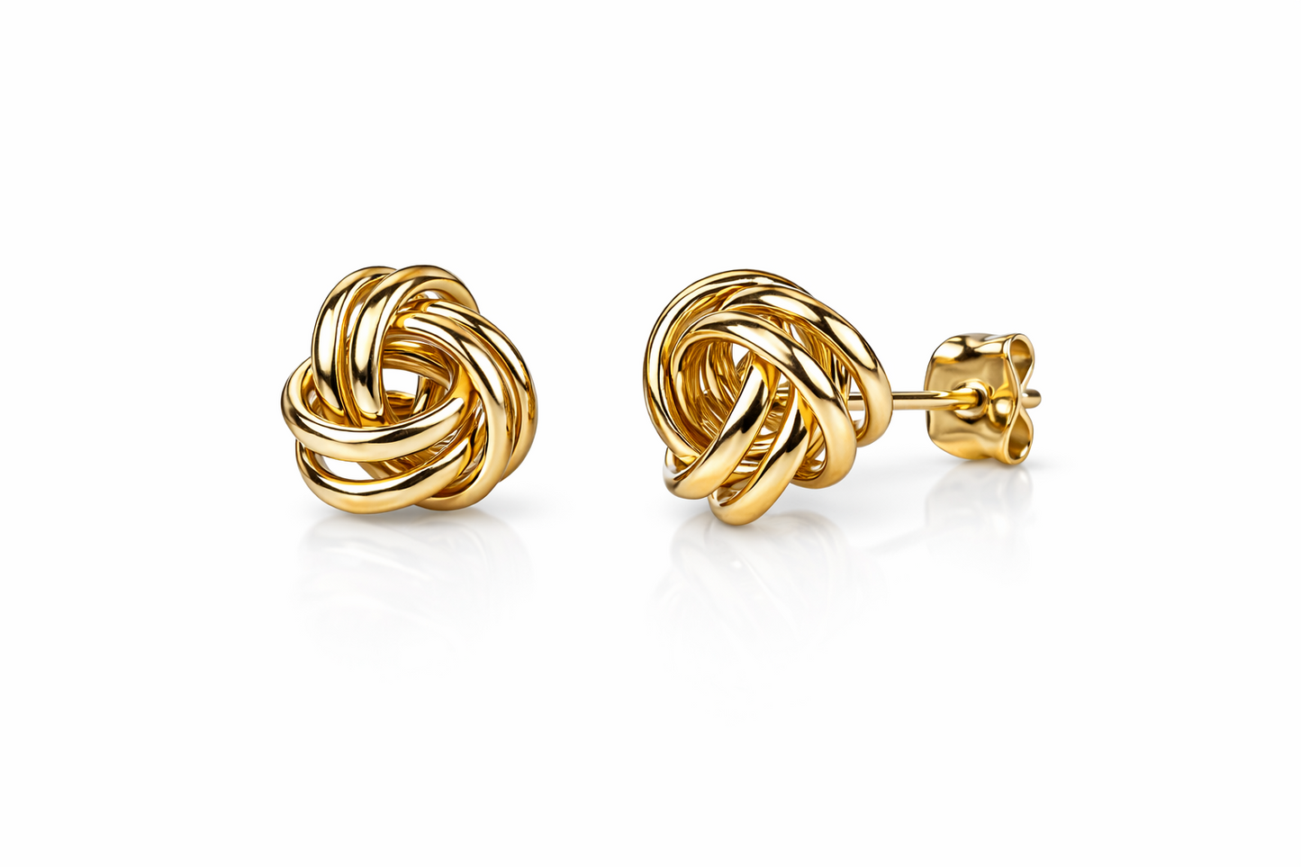 14K Yellow and White Gold Polished Love Knot Stud Earrings