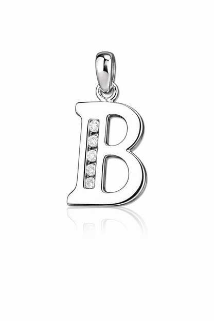 925 Sterling Silver Initial Letter CZ Pendant