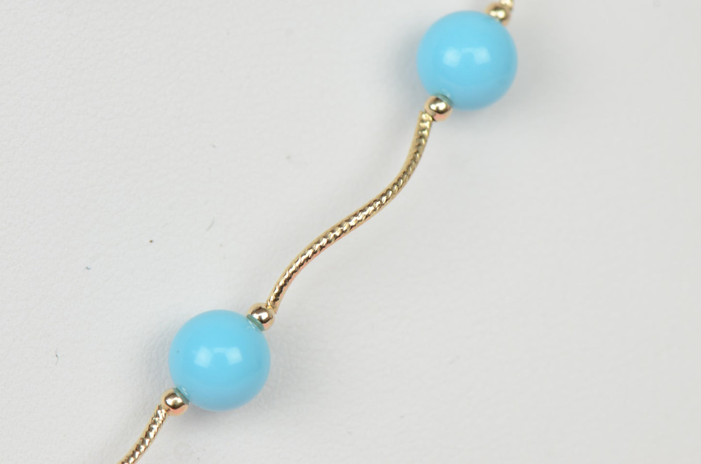 14k Yellow Gold Turquoise beads 3pcs Set: Necklace, Bracelet, Earrings