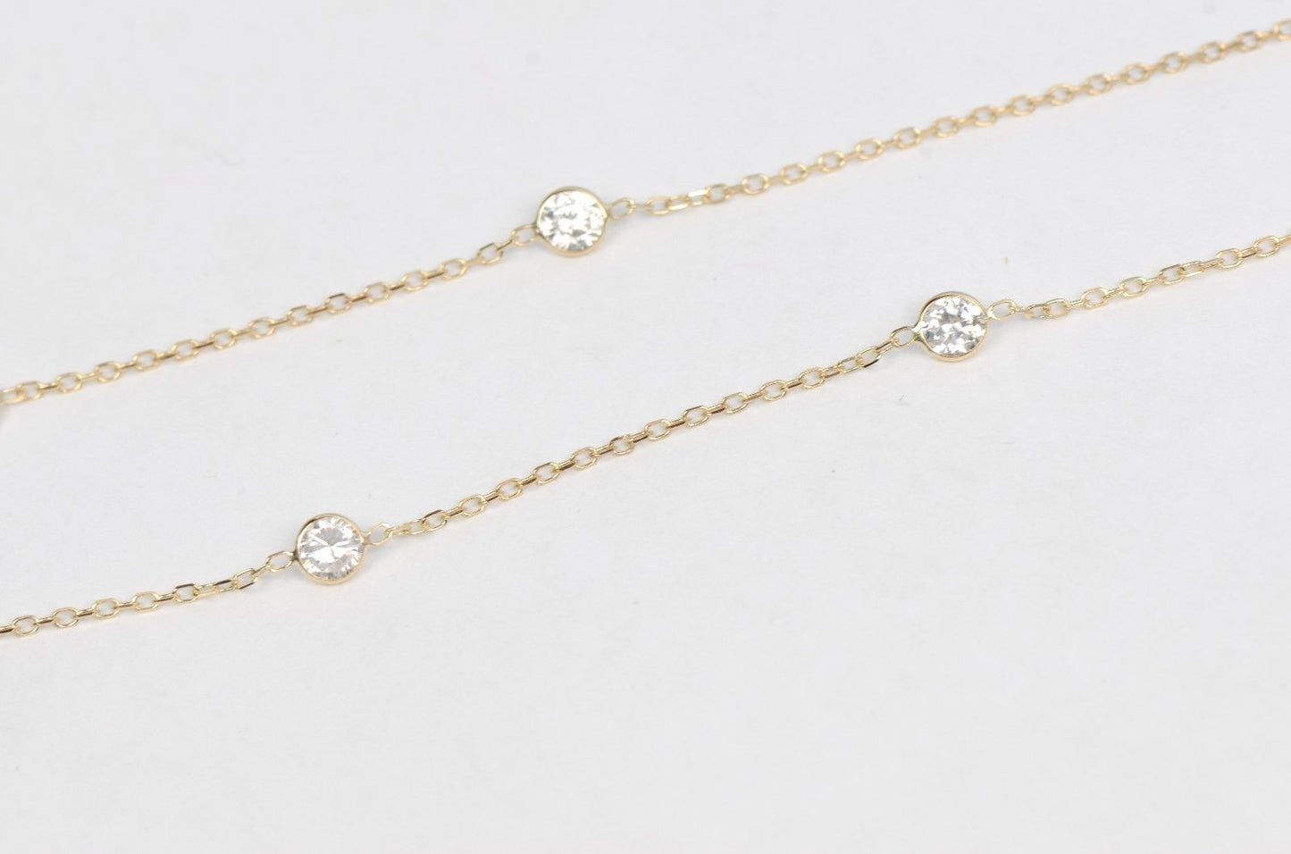 14k Yellow Gold Cubic Zirconia CZ by the yard 18" Necklace