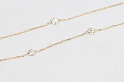 14k Yellow Gold Cubic Zirconia CZ by the yard 18" Necklace