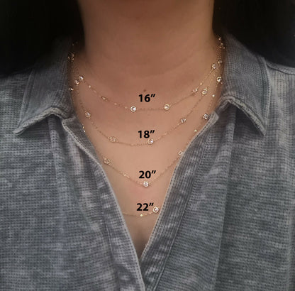 14k  Gold Cubic Zirconia CZ by the yard 16'' up to 42" Necklace