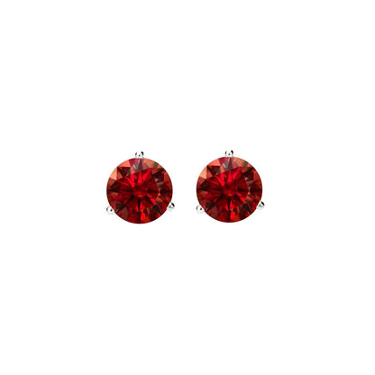 14K Gold GRA CertifiedD-VVS1 Garnet Moissanite ScrewBack Stud Earrings