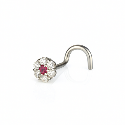14k Yellow or White Gold CZ Nose Piercing Stud