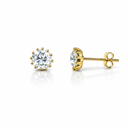 14k Solid Yellow Gold 6mm Round Birthstone Push Back Earrings