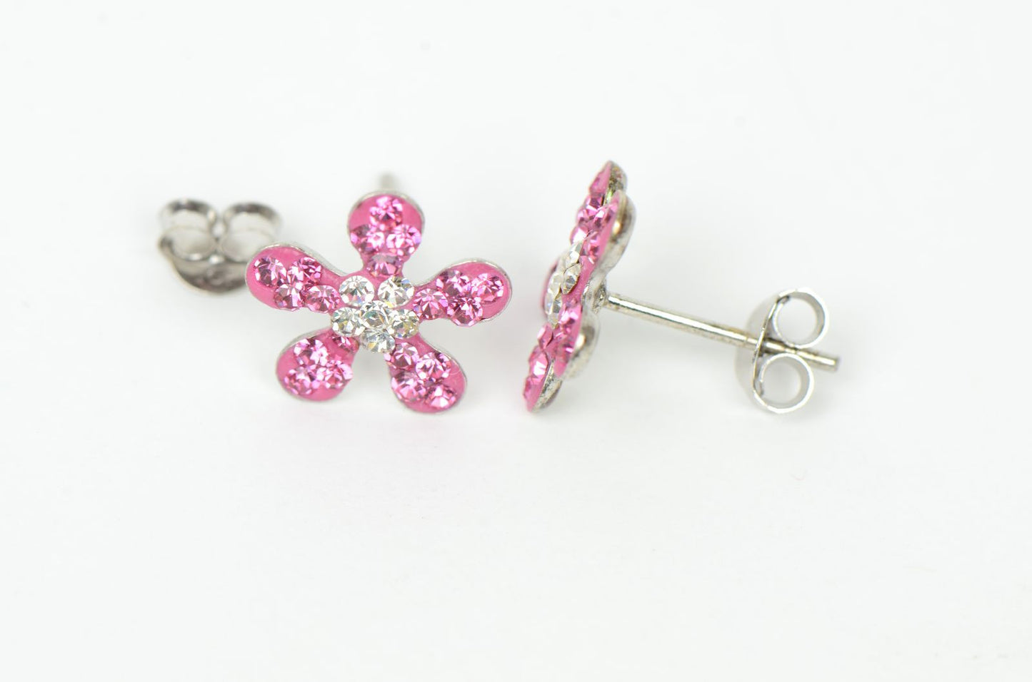 925 Sterling Silver Genuine Czech Crystals Flower Shaped Stud Earrings for Women