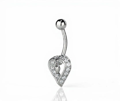 14k Yellow or White Gold Belly Button Heart Body Jewelry Piercing