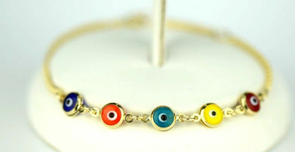 14k Yellow or White Gold Evil Eye Bracelet