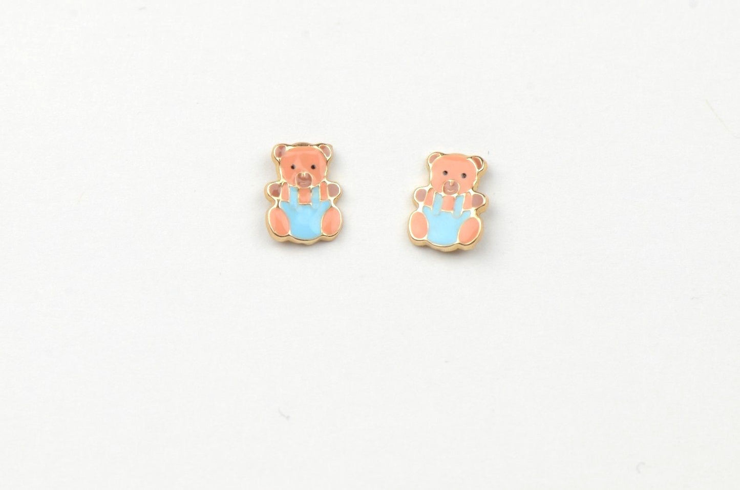 14k Yellow Gold Baby Enamel Panda Earrings, Screw Back
