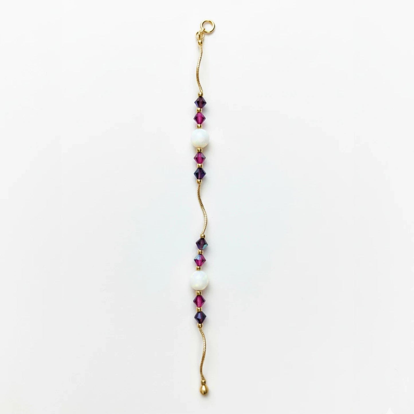 14k Yellow Gold Baby Bracelet made with Opal and Crystals from Swarovski