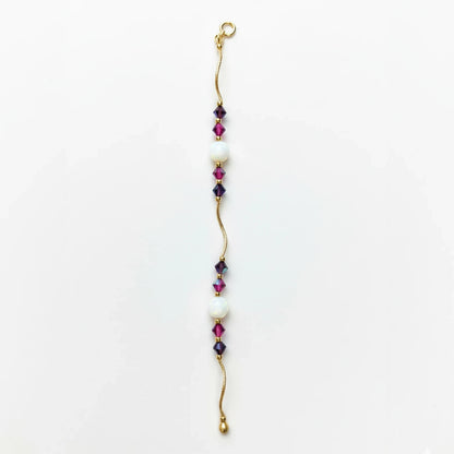 14k Yellow Gold Baby Bracelet made with Opal and Crystals from Swarovski