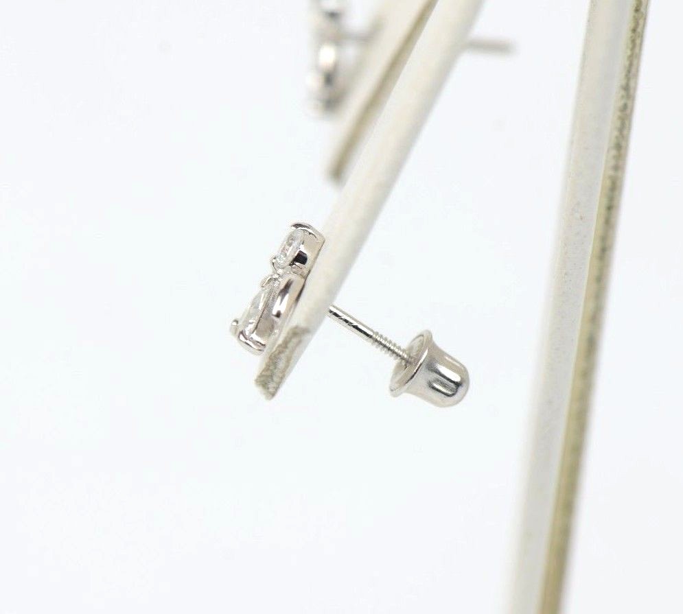 14k Yellow or White Gold Angel CZ Stud Earrings