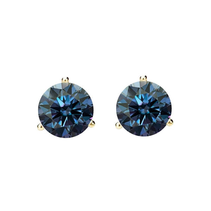 14K Gold GRA CertifiedD-VVS1 Blue Moissanite Martini ScrewBack Stud Earrings