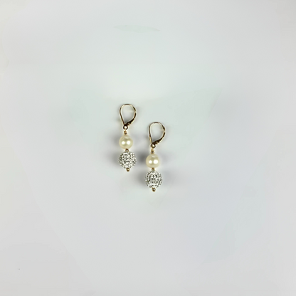 14K Yellow Gold Elegant Genuine White Pearl Necklace Set for Women
