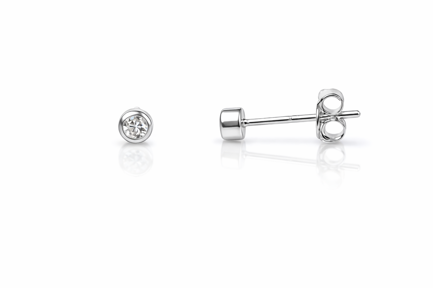 14K Yellow / White / Rose Gold  Bezel Stud Earrings