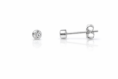 14K Yellow / White / Rose Gold  Bezel Stud Earrings