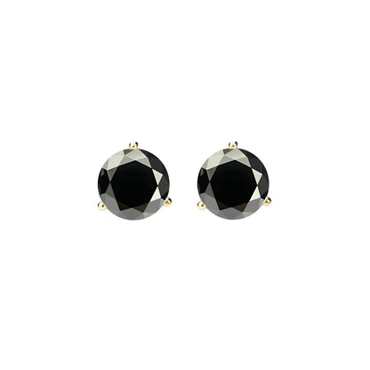 14K Gold GRA CertifiedD-VVS1 Black Moissanite Martini ScrewBack Stud Earrings