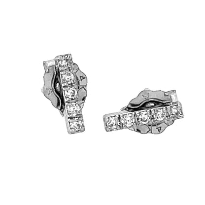 Prong Set DIAMOND Bar Earrings 14K Yellow Gold and White Gold