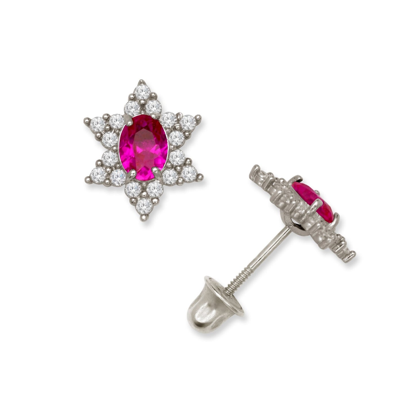 14K Yellow & White Gold Beautiful Star Shaped Stud Earrings for Girls