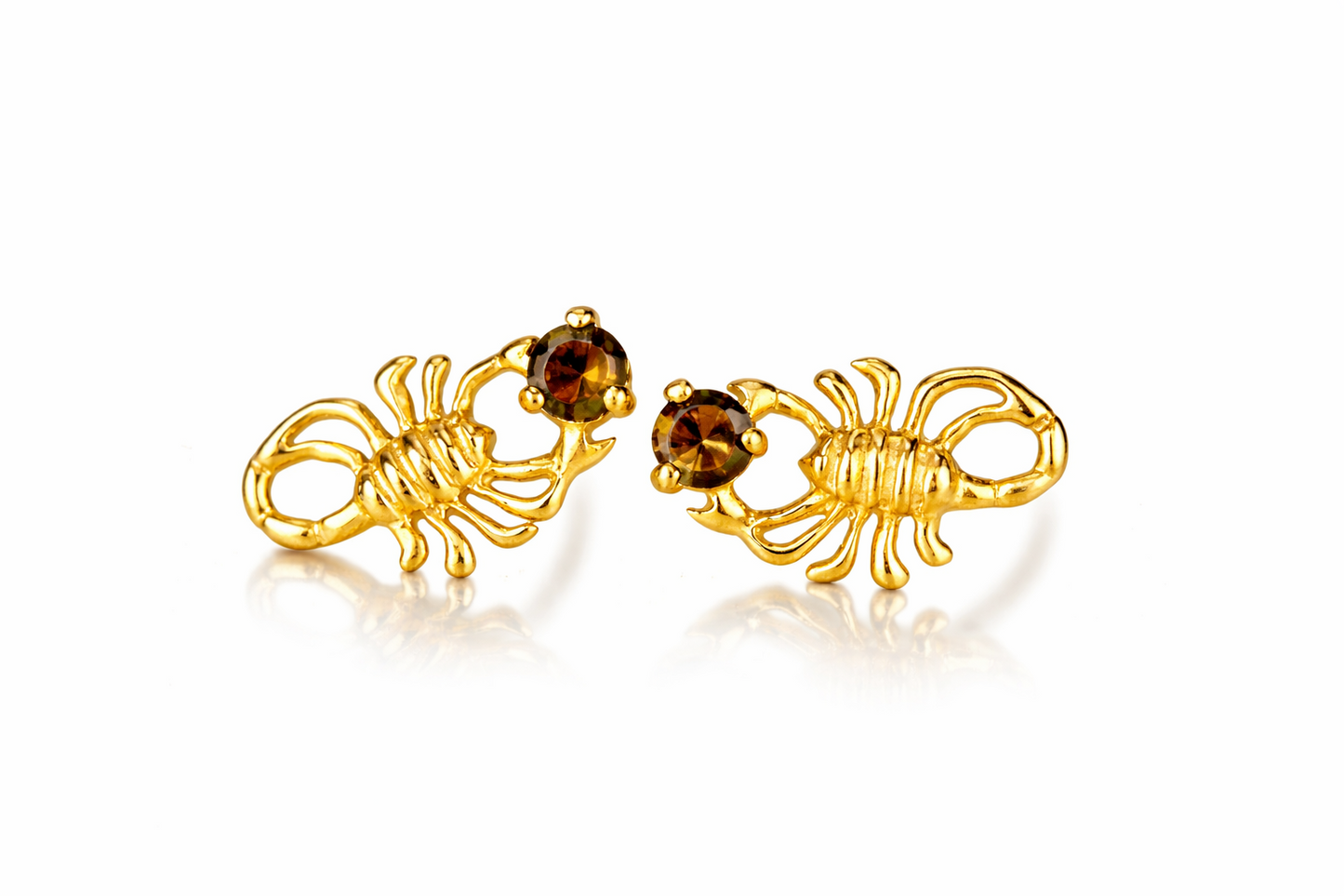 14k Yellow Gold Birthstone Scorpion Earring