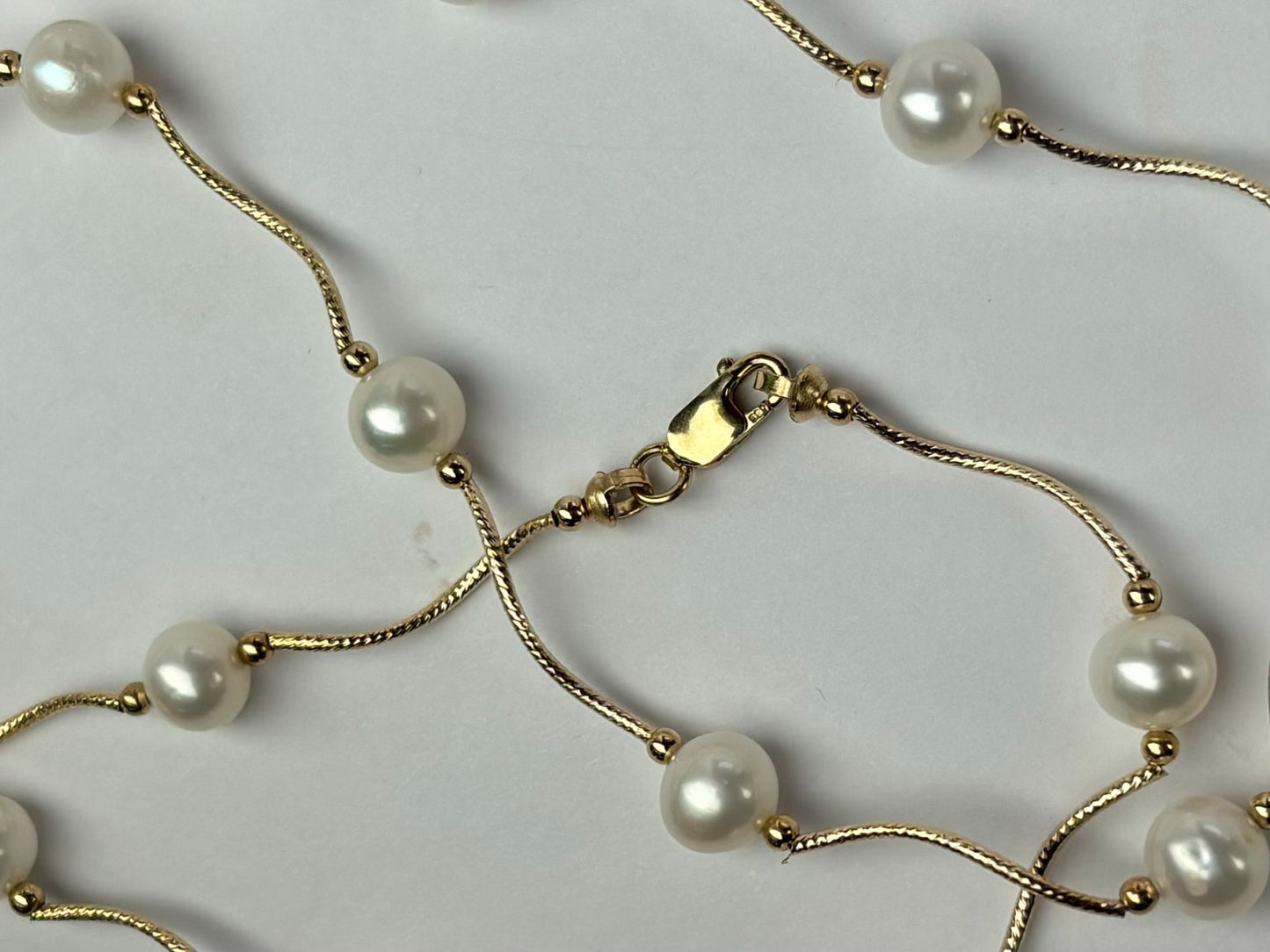 14K Yellow Gold Beautiful Freshwater Pearl Necklace for Women