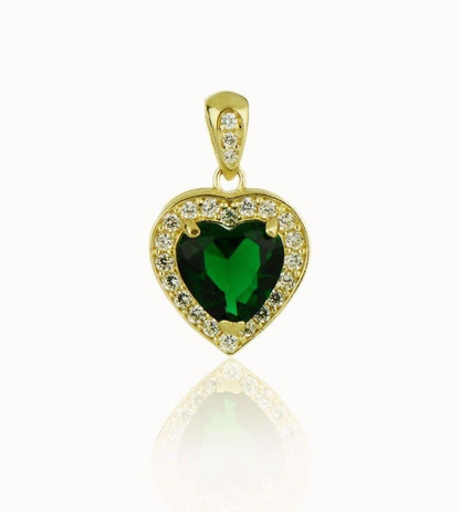 14k Yellow Gold CZ Halo Heart Pendant